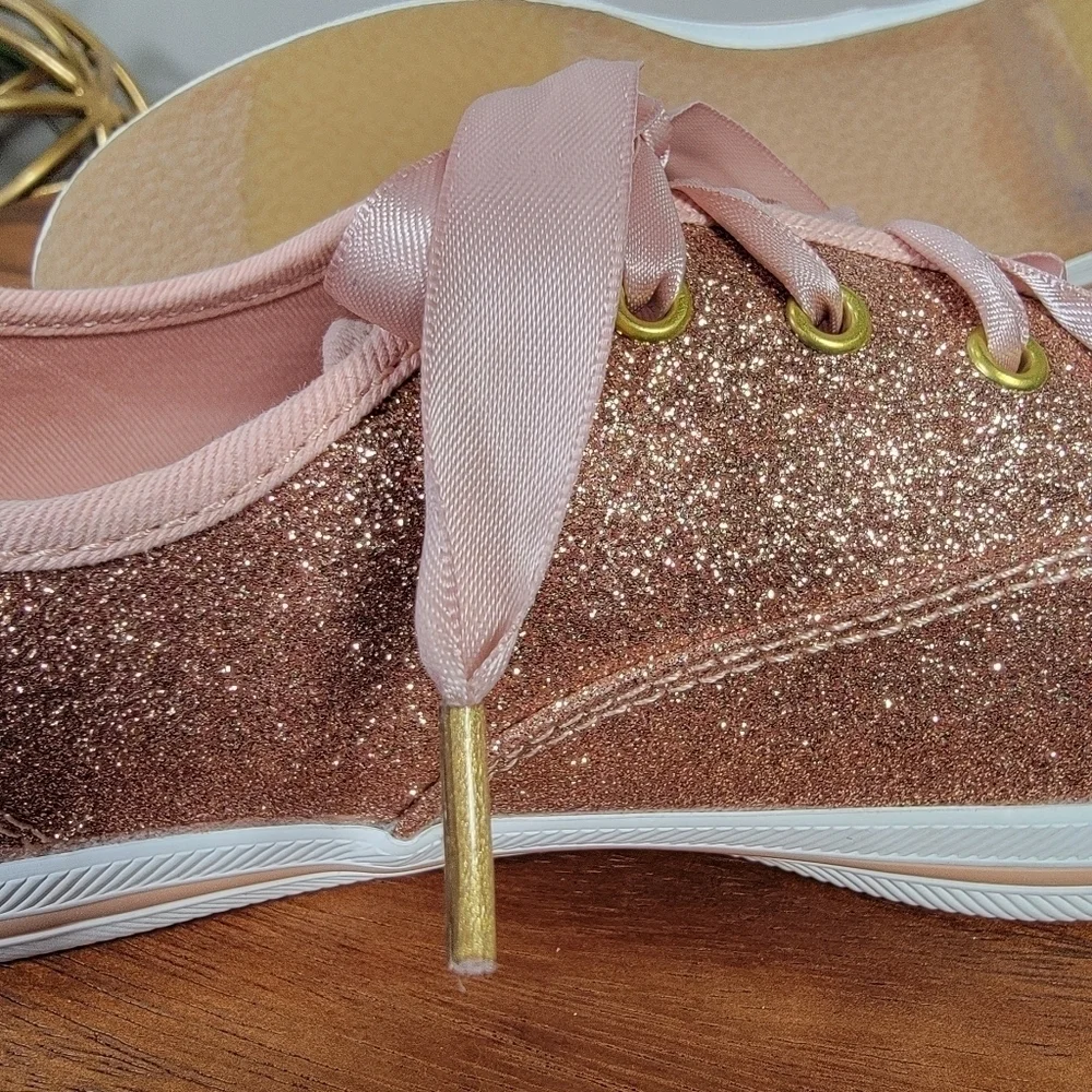 Keds x Kate Spade Champion Glitter Sneakers in Pink / Rose Gold Size 5